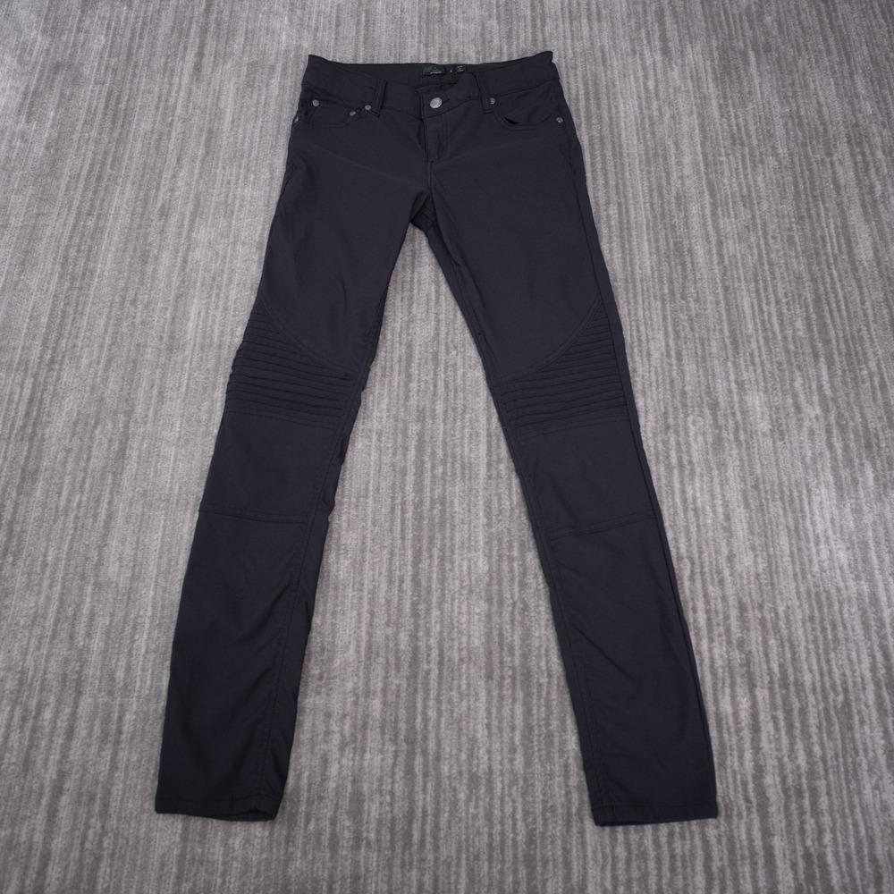Prana Moto Pants Womens 4 Black Excellent Ribbed Knee Slim Fit Outdoor Casual
